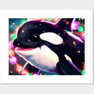 Cute Orca Drawing Posters and Art